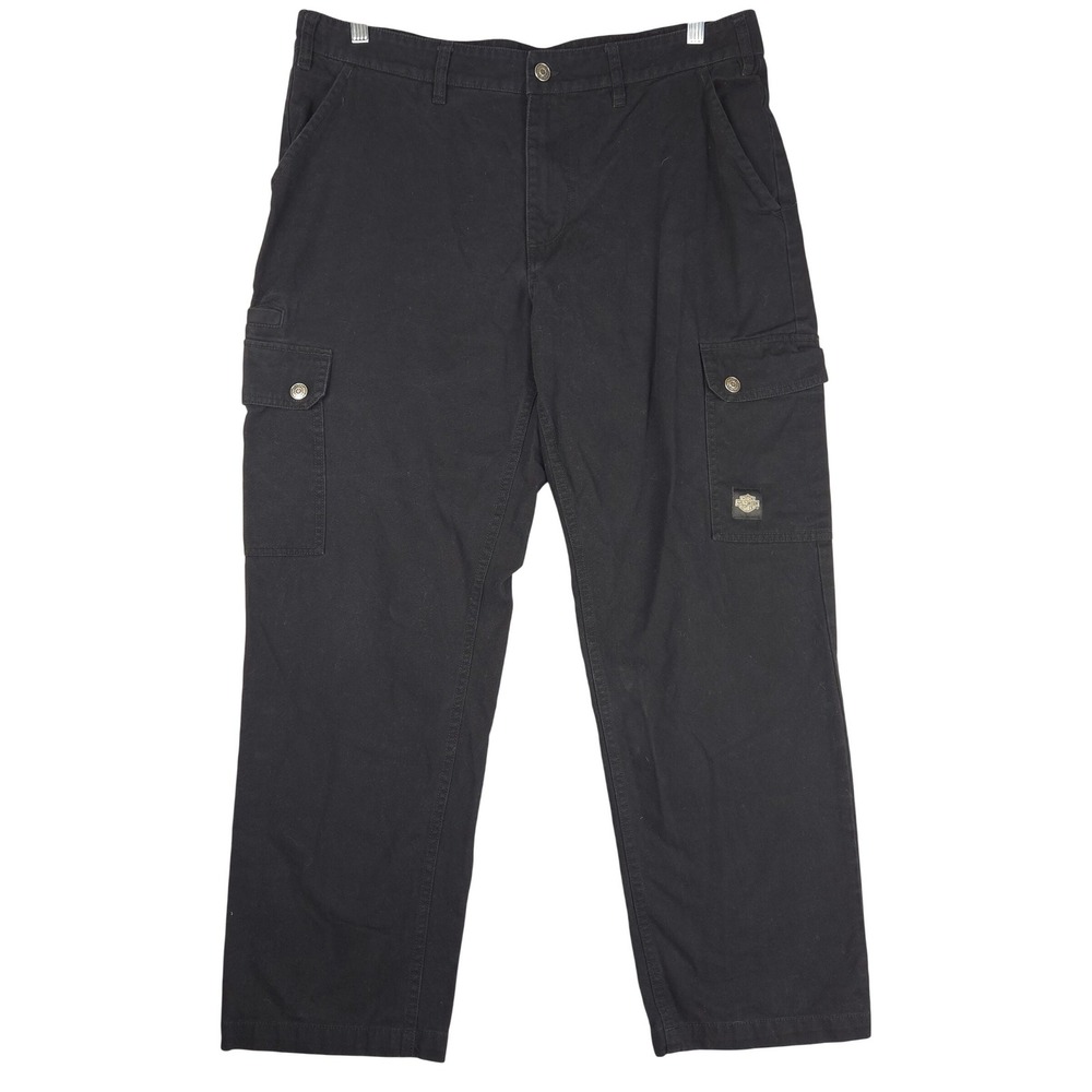 Harley-Davidson The Trooper Mens Black Cargo Pants Biker 38x30 (Fits 37x29)